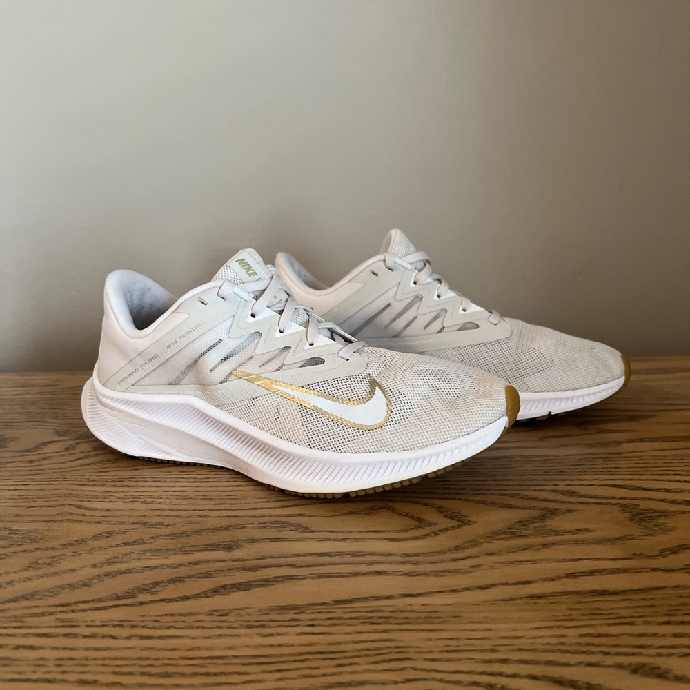 Nike Women's White and Gold Running Shoes